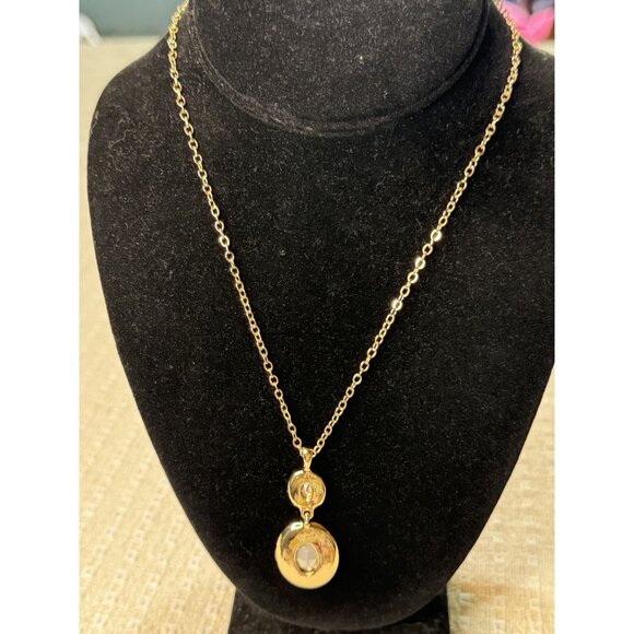 Monet Red Gemstone Pendant Necklace With Gold Chain & Adjustable Clasp - Picture 2 of 4